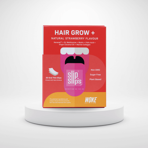 Buy Hair Grow+ 30 Slips Pack: With added Keranat™, Biotin, Virgin Coconut Oil, Marine Collagen (by Woke Nutrition)