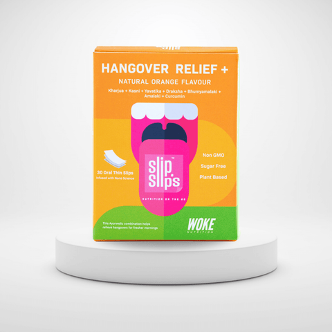 Buy Hangover Relief+ 30 Slips Pack: With Special Blend Of Kharjua, Kasni, Yavatika, Draksha, Bhumyamalaki, Amalaki, and Curcumin (by Woke Nutrition)