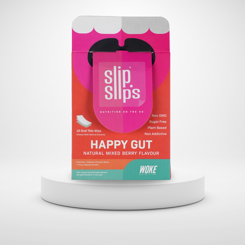 Buy Happy Gut - 10 Slips Pack: With Natural Mixed Berry Flavour, Probiotics, Digestive Enzymes (by Woke Nutrition)