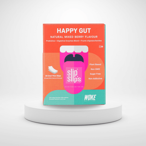 Buy Happy Gut - 30 Slips Pack: With Natural Mixed Berry Flavour, Probiotics, Digestive Enzymes (by Woke Nutrition)